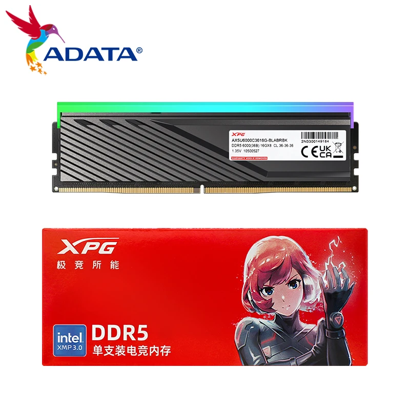 ADATA DDR5 RAM with RGB Desktop Memory 6000MHz 6400MHz 16GB 24GB 32GB XPG DDR5 D300G Memory Module with Heatsink