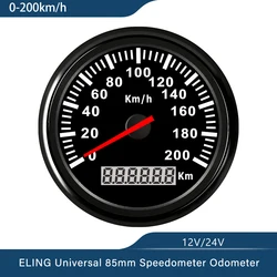 85mm Waterproof Universal Speedometer Odometer Speedometer 0-120KM/H 200km/h with Backlight 12V 24V for Car Truck (Pulse Signal)