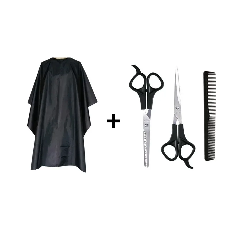 Anti-static Waterproof Barber Cape Set with Stainless Steel Scissors & Comb, Adjustable Haircut Cloth for Stylists