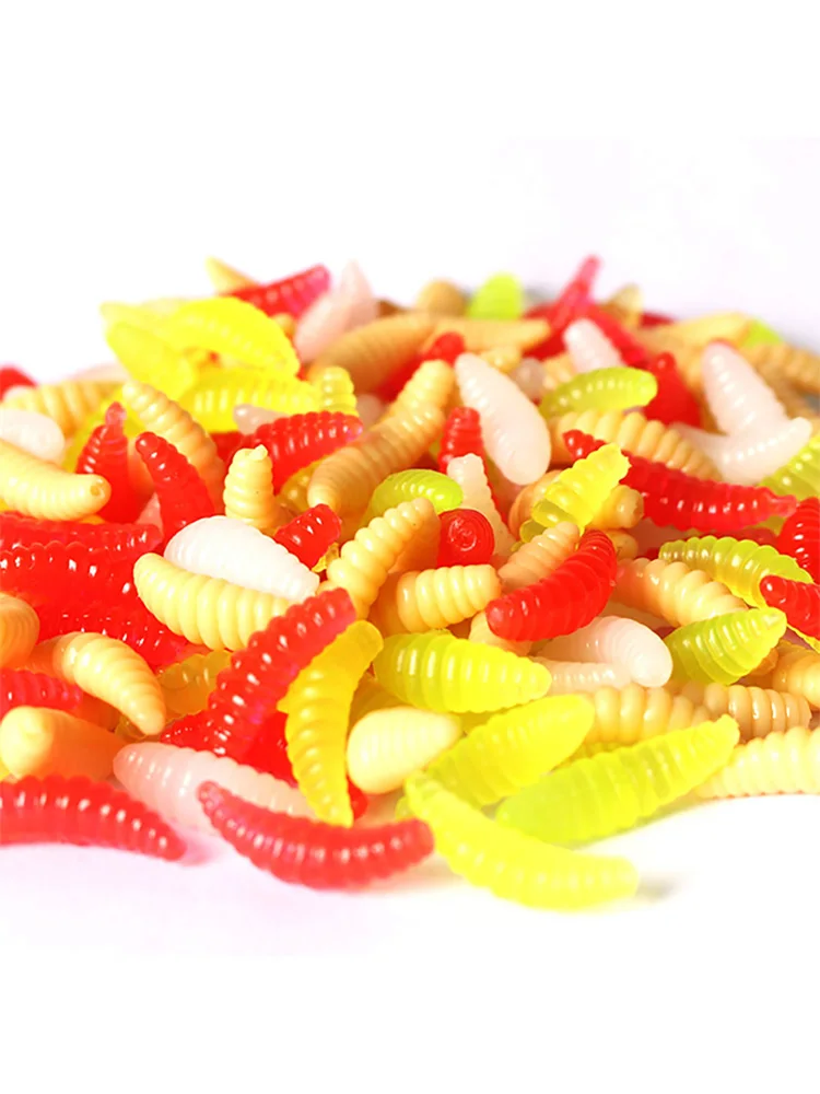 Maggot-Leurre de pêche souple en silicone, appât Él, 2cm, 0.3g, 50 pièces