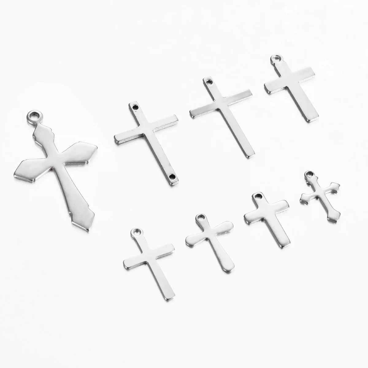 25Pcs/Lot Stainless Steel Cross Pendant Charms Bracelet Necklace DIY Jewelry Making Handmade Accessories Findings