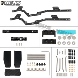 Meus Racing SCX24 LCG Carbon Fiber Chassis Frame Transmission Front System DIY Kits Links Drive Shaft Body Mount 132MM Wheelbase