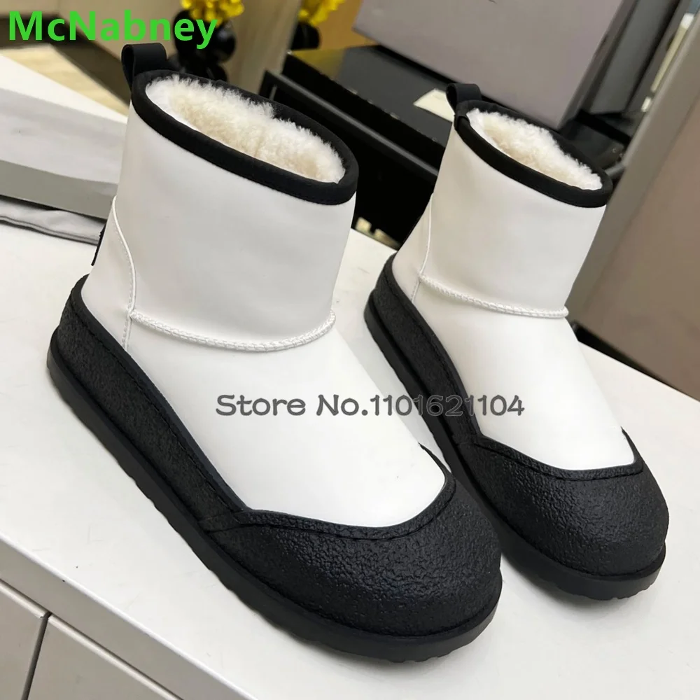 

Round Toe Flat With Snow Boots For Female Women 2024 Winter New Slip-on Mixed Colors Warm Anti Slip And Waterproof Fashion Shoes