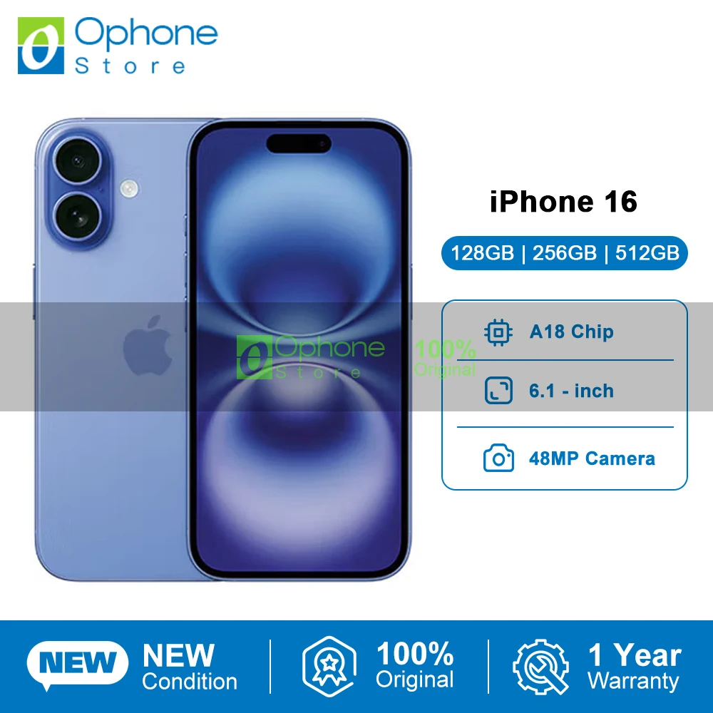 هاتف محمول iPhone 16 جديد A18 كاميرا تحكم 48 ميجابكسل شاشة 6.1 بوصة XDR OLED بلوتوث 5.3 ثنائي الشريحة وضع الاستعداد المزدوج #1