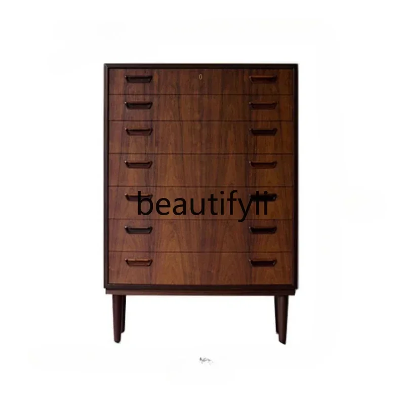 12All solid wood seven-chest chest drawer light luxury storage cabinet teak walnut bedroom lockerSSS