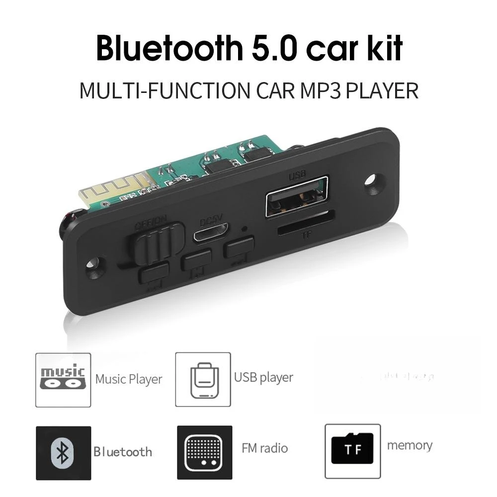 DC 5V 6W Amplifier MP3 Decoder Board 2*3W Bluetooth 5.0 Music Player USB Module FM AUX Radio Handsfree Call For Car Speaker