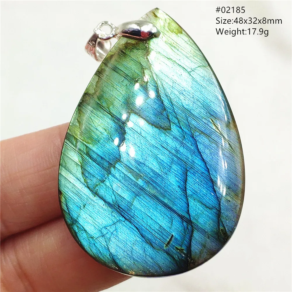 Natural Colorful Light Labradorite Pendant Jewelry Water Drop Gold Blue Labradorite Bead Necklace Women Men AAAAAA