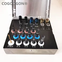 21 Pcs/set Titanium Dental Osseodensification Bur Drills Denture Implant Black Kit Surgical rust free with Stoppers Titanium