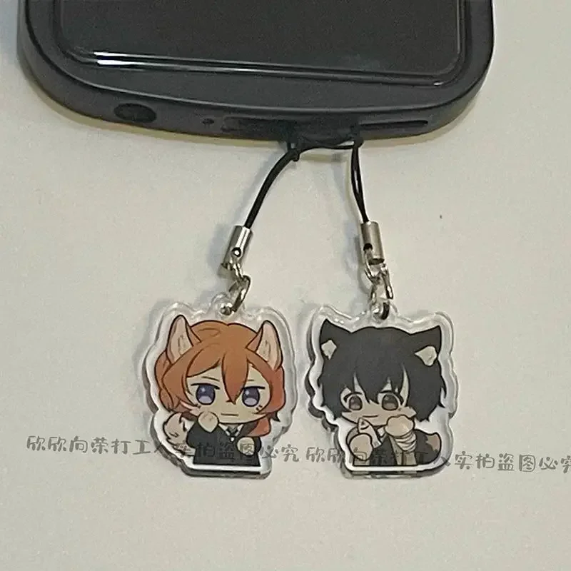 Bungo streunende Hunde q Version Anime Telefon Lanyard Dazai Osamu Nakahara Chuuya Acryl Anhänger Ornament Riemen niedlichen Cartoon hängen