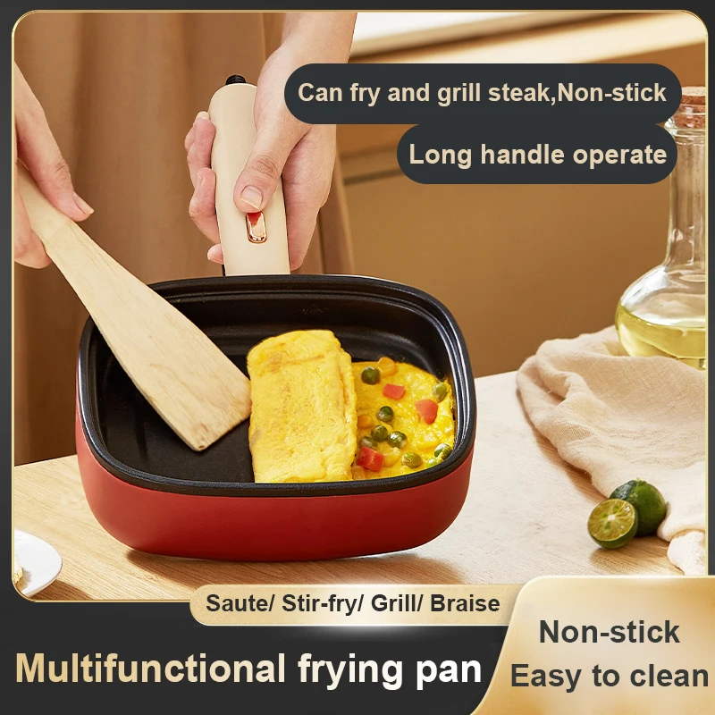 Multifunctional Eggs Fried Omelette Frying Pan Breakfast Machine Barbecue Grill Skillet Pancake Baking Pot Pie Non-Stick Griddle