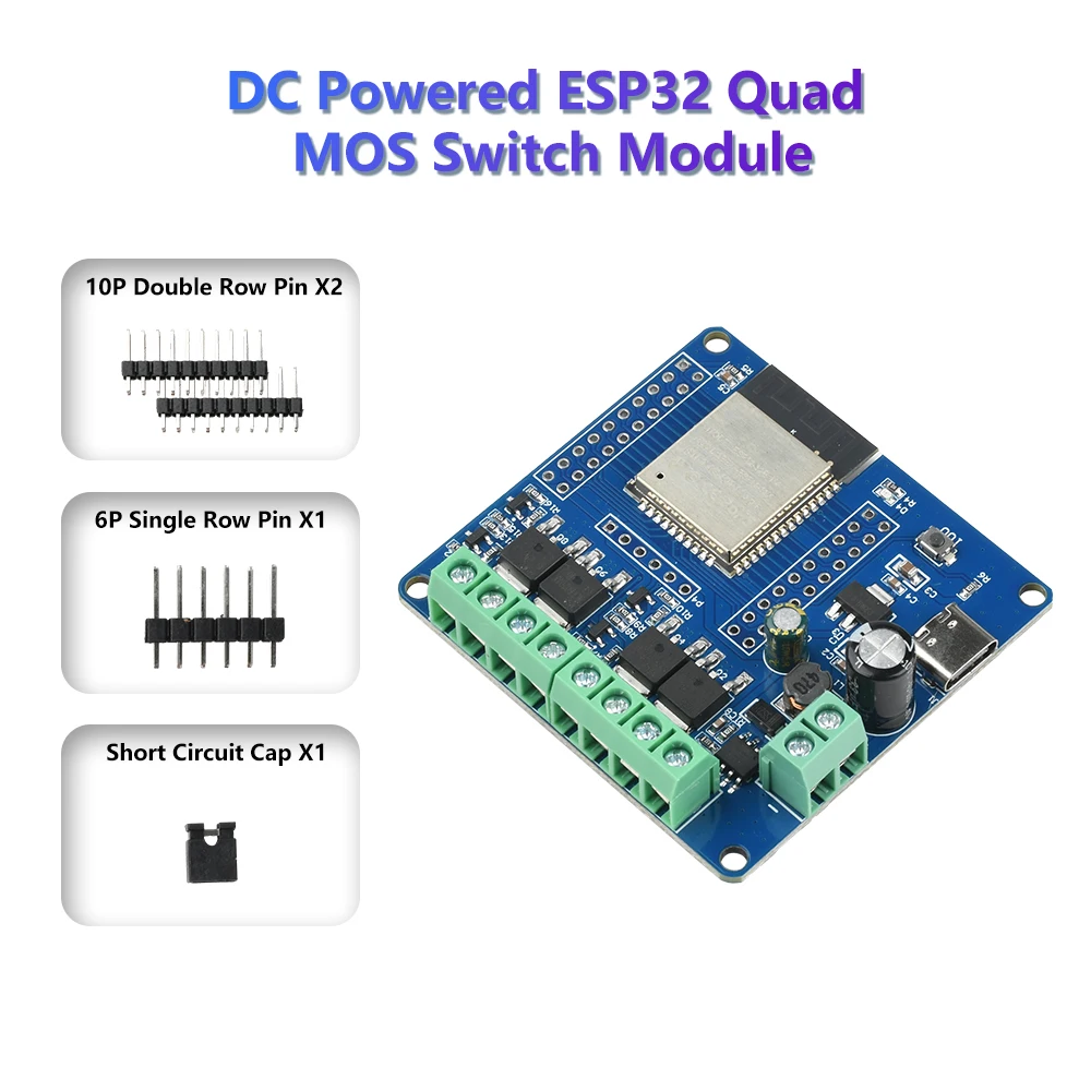 

Модуль двойного/квадратного переключателя Mos 5-60 В постоянного тока, встроенный модуль Esp32-32E, плата разработки Wi-Fi и Bluetooth типа C