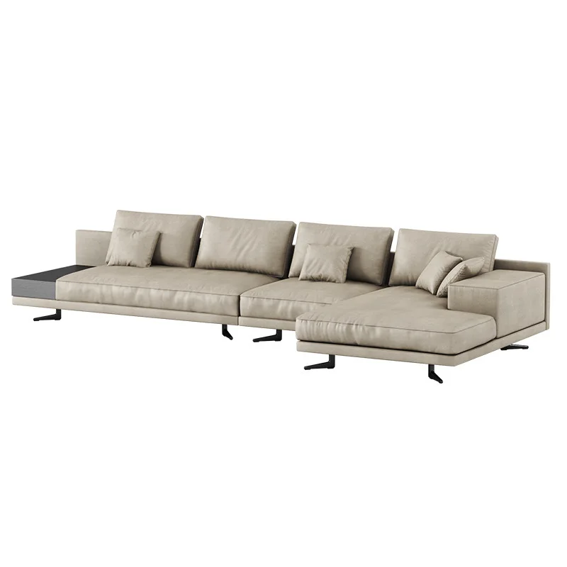 Sofa Italian minimalist villa large flat floor large apartment first layer cowhide leather sofa