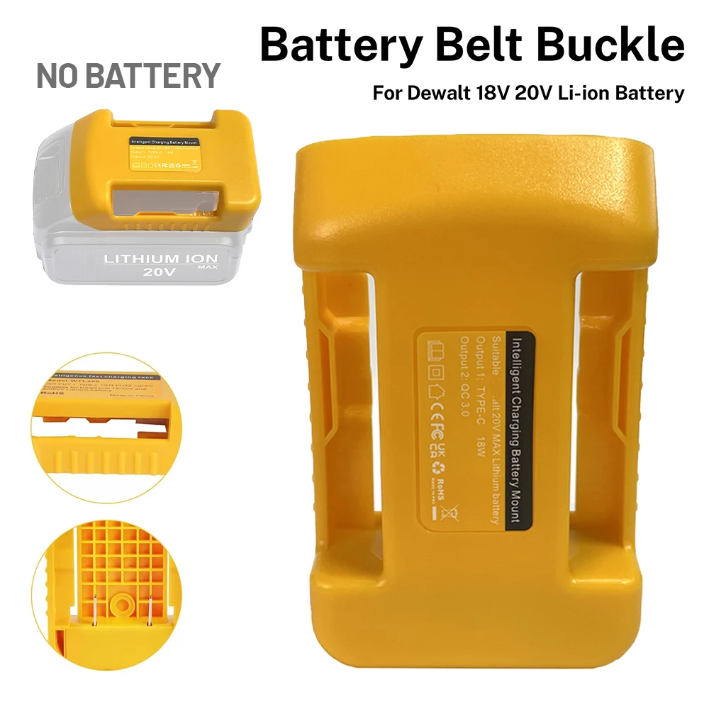 

Литиевая батарея, ремень с пряжкой, держатель, адаптер, зарядное устройство USB Type-C для литий-ионного аккумулятора Dewalt 18 В 20 В DCB200 DCB205 Power Bank