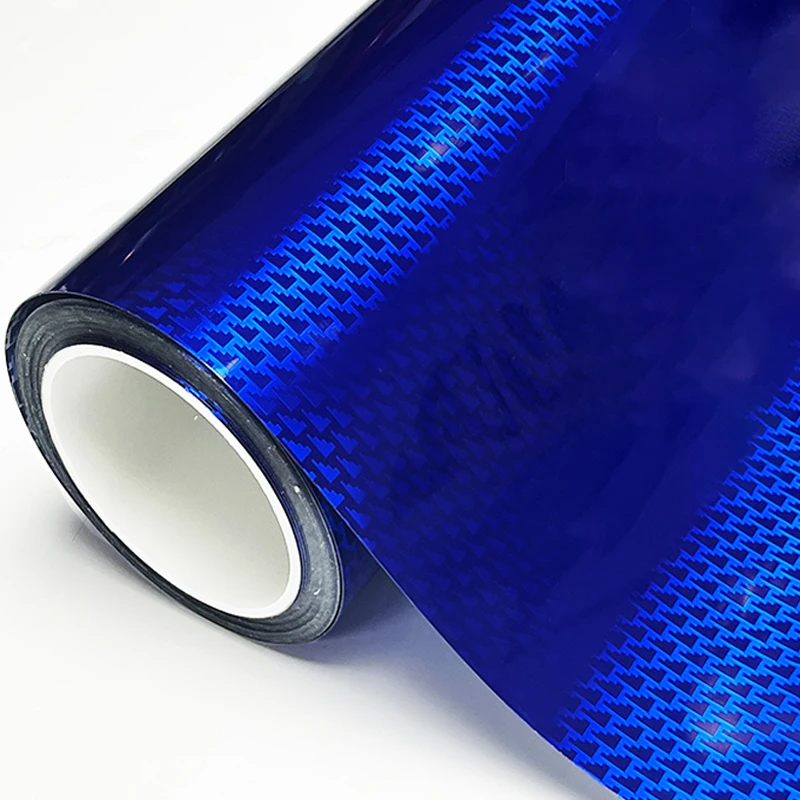 Ultra Glossy PET Ghost Blue Carbon Fiber Chrome Metallic Aircraft Pattern Vinyl Wrap Film Car Sticker Decal With Air Release