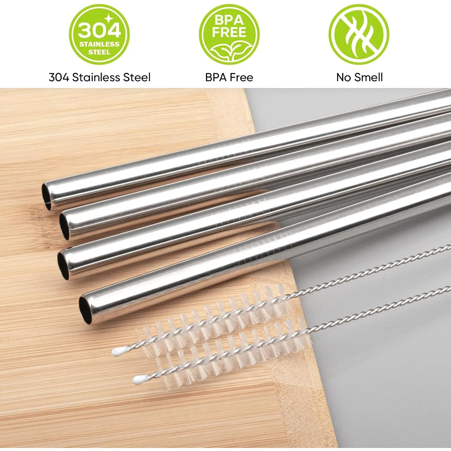 Metal Replacement Straws for Owala Water Bottle 24 oz 32 oz, With 2 Cleaning Brush, Reusable Stainless Steel Straws