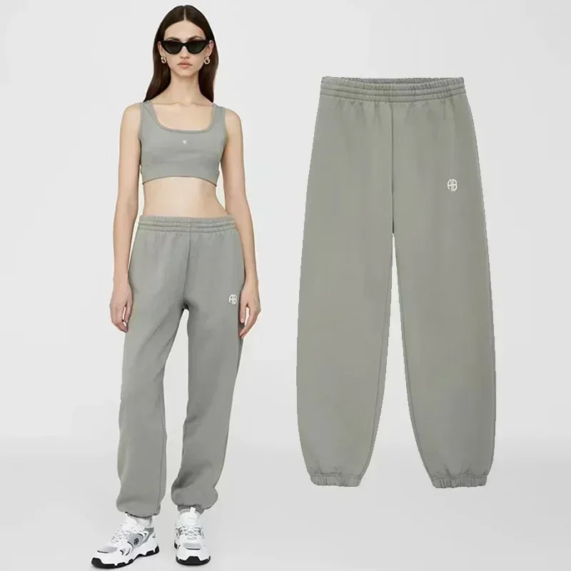 Sporty AB Icon Printed Mid-waist Fleece Pants for Women, Perfect for Autumn and Winter