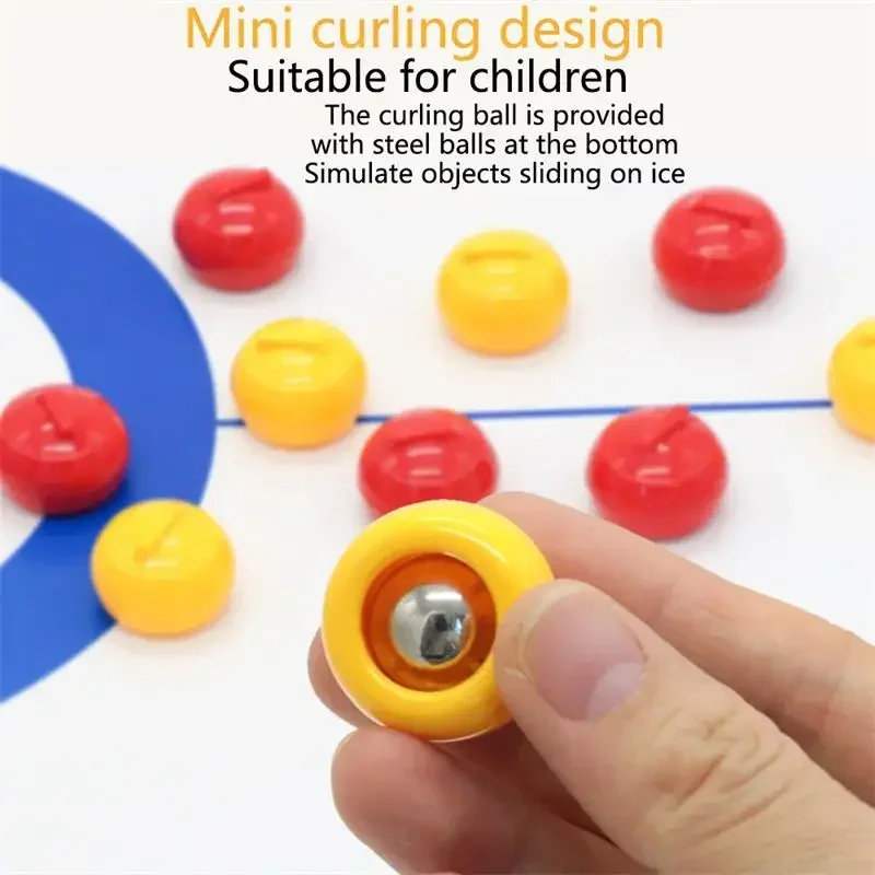 Permainan Bowling meja Mini 2 in 1 Set Curling sempurna untuk keluarga menyenangkan dan pesta permainan meja Mini portabel untuk anak-anak dan dewasa
