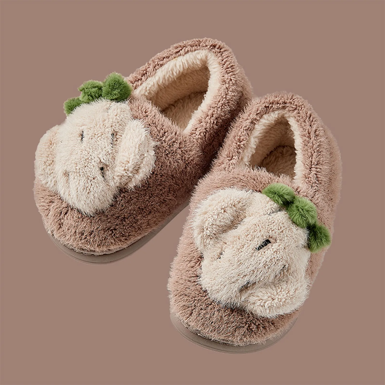 

Children'S Cotton Home Slippers Winter Cover Heel Boys And Girls' Baby Cute Fruit Strawberry Slipper Warm Indoor Plush Shoes