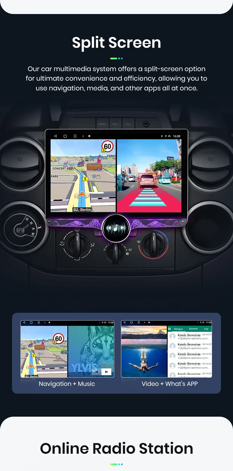 Junsun 11.5 "qled 2k drahtloses Carplay für Apple Autoradio Android 13 Auto für Berlingo B9 Peugeot Partner 2014-2018 Multimedia – Detail 14