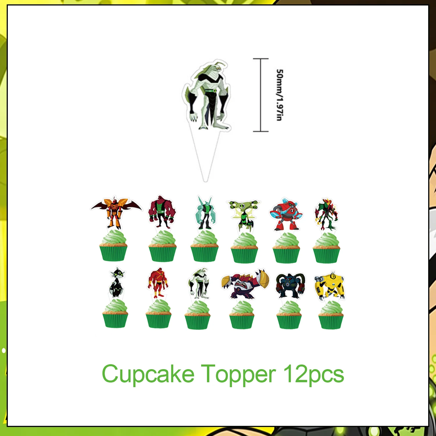 Cartoon Ben-10 Theme Backdrop Kids Birthday Party Decoration Cake Toppers Balloon Banner  Background Boys Favors Gifts Supplies view 6