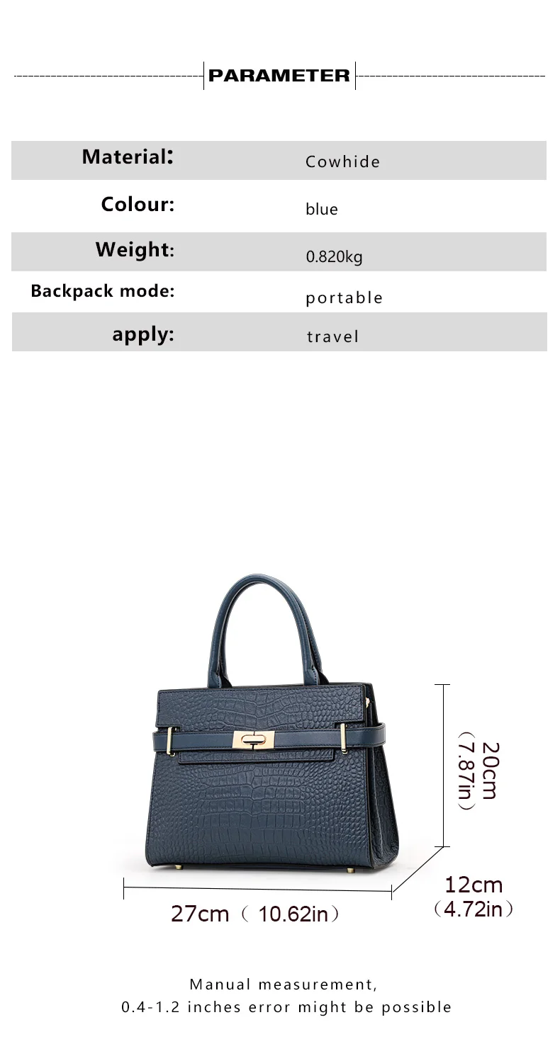 Echte Leder-Handtasche für Damen, Umwandelbar für Umhänge- und Schultertrage, mit Seidenschal, Krokodilmuster-Tragetasche – Detail 4