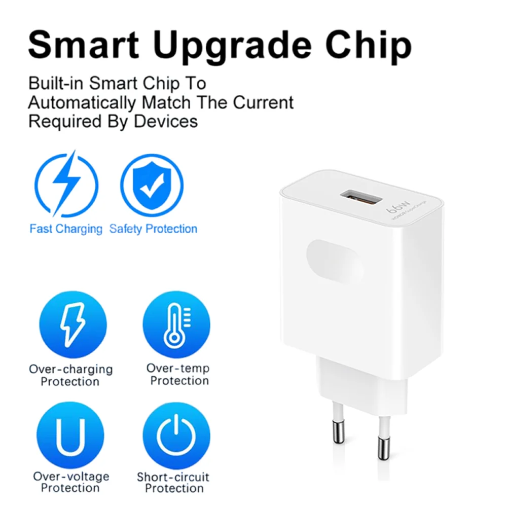6A 66W EU Super Fast Charger For Huawei Mate 40 50 60 P40 P50 P60 Nova Honor 70 80 90 100 X7b X8b X9b Type C USB Charging Cable - náhled 2