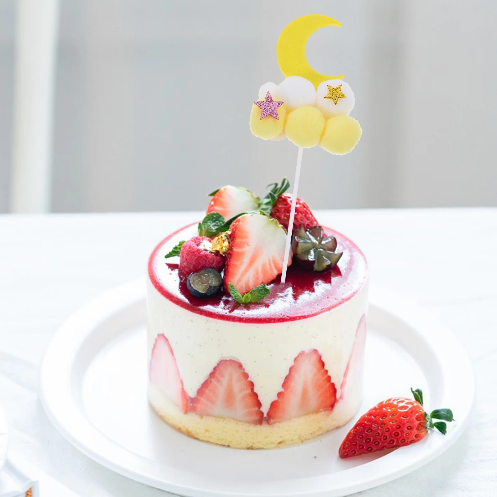 

10Pcs Moon Cake Toppers Birthday Party Cake Picks Decorative Cupcake Toppers Dessert Ornaments Wedding Baby Shower Baking