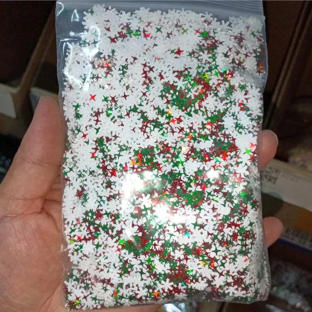 1 zak 50g kerst glitter nail art pailletten 3D kerstboom sneeuwvlokken ster nagel sprankelende vlokken pailletten manicure vakantie decoraties