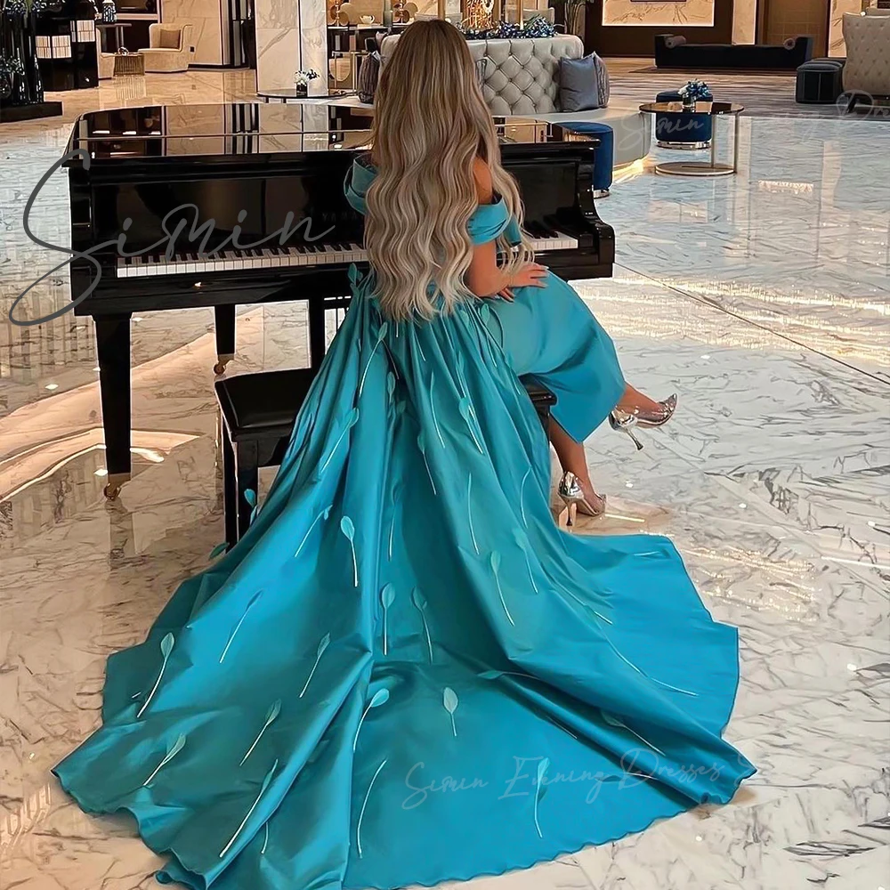 Simin Satin Luxury Appliques Party Formal Gowns Floor-Length Off-the-Shoulder Saudi evening dresses Homecoming season women 2024