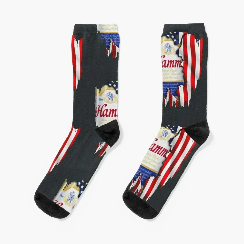 Hamms American Flag Beer 4th of July Socks sports and leisure Novelties Sports Mens Socks Women's