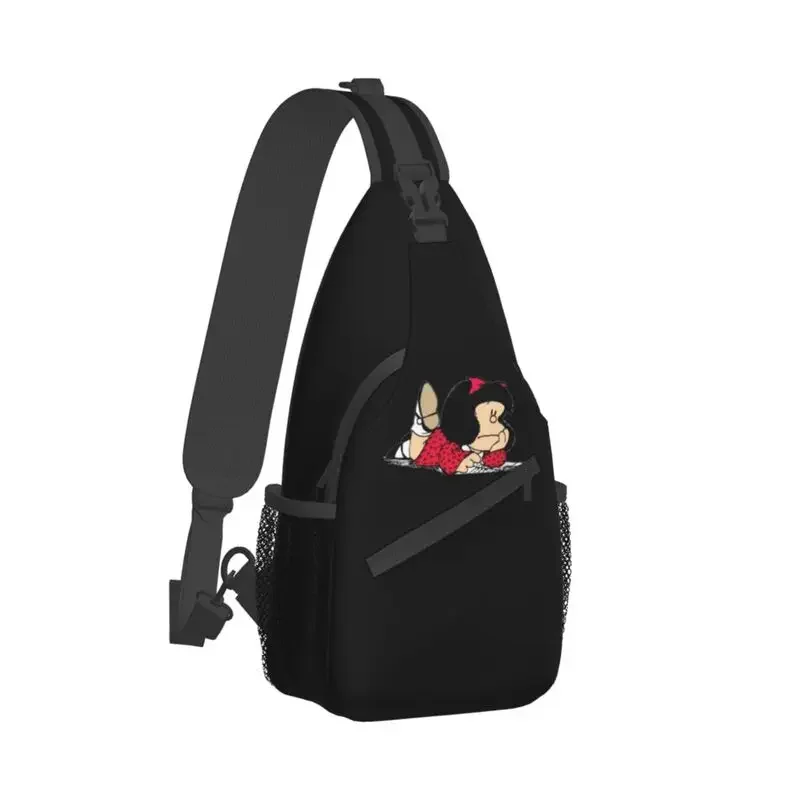 Fashion Cute Mafalda Sling Bag for Traveling Men's Argentine Cartoon Quino Comic Crossbody Chest Backpack Shoulder Daypack