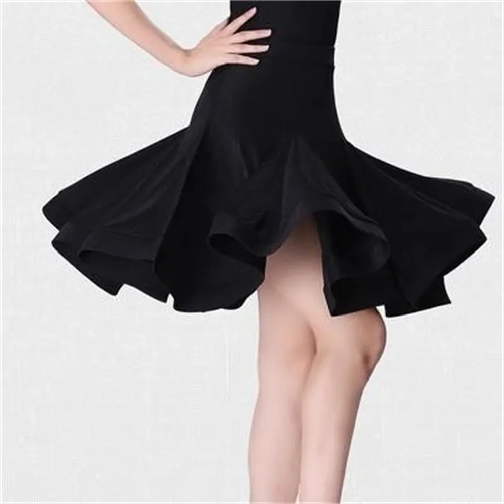 New purple Latin dance fishbone skirt Women's modern dance large swing skirts ice silk fabric stage performance clothing