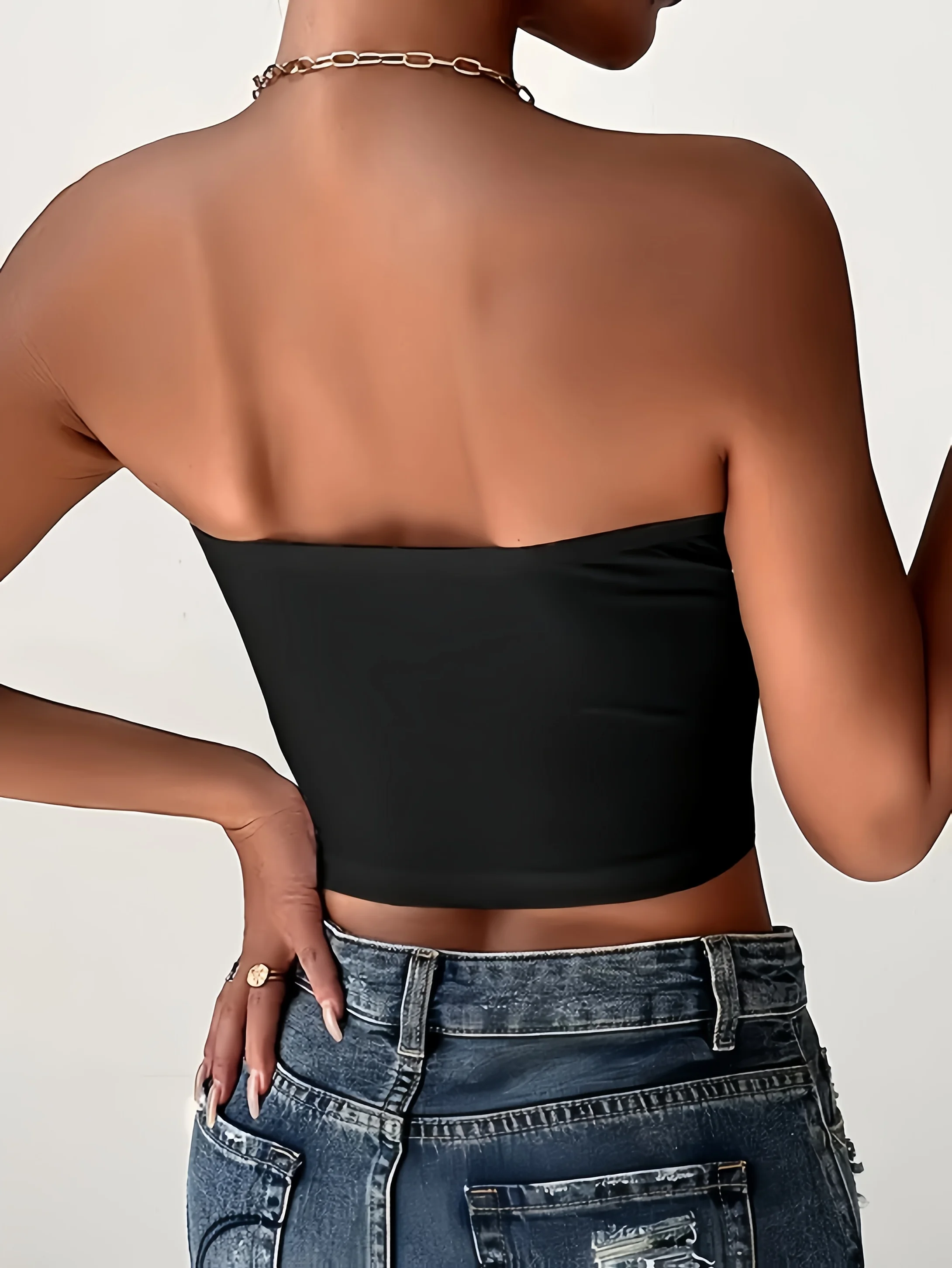Milano Italy Letter Graphic Print Crop Tube Top Sexy Fit for Women Summer Spring Fashion Top Strapless Chic Clothes