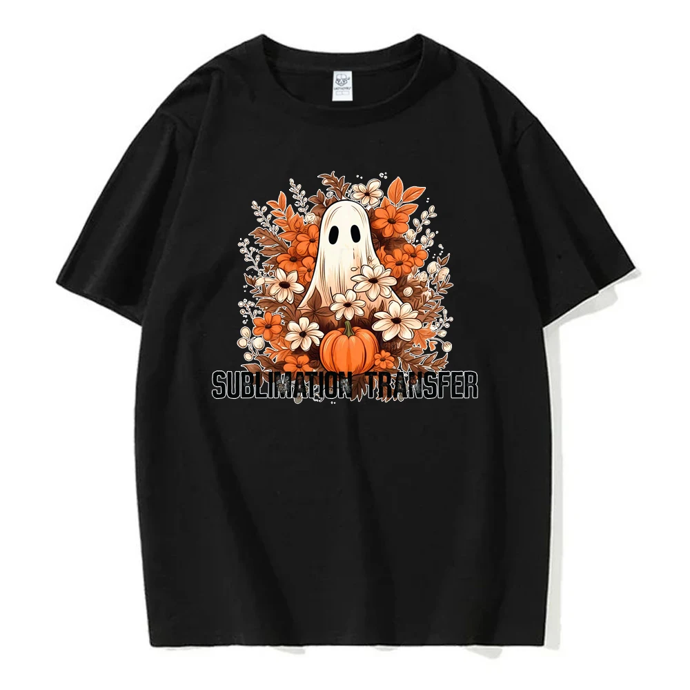 Jack Lanterns  Women Ghost Pumpkin Bat Skeleton Print Round Neck Pullovers Cotton Shirt Graphic T Shirts Y2k Top Harajuku Tops