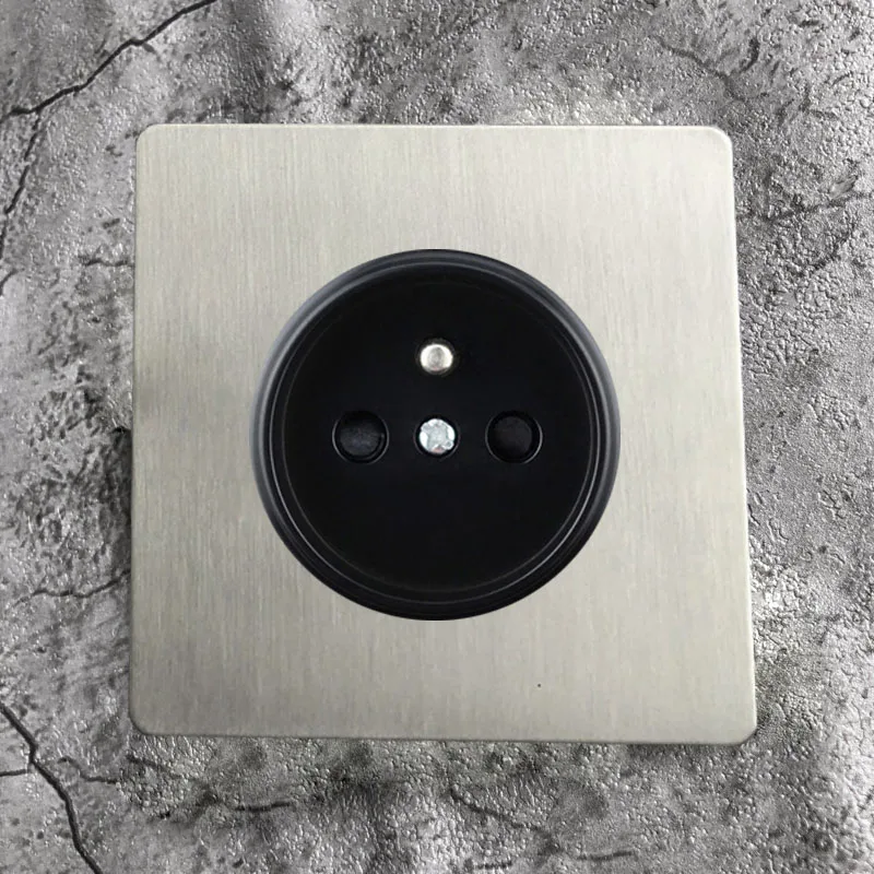 Wall Light Toggle Switch 1-4 Gang 2 Way Silver Stainless Steel Brushed Panel Switch EU Outlet