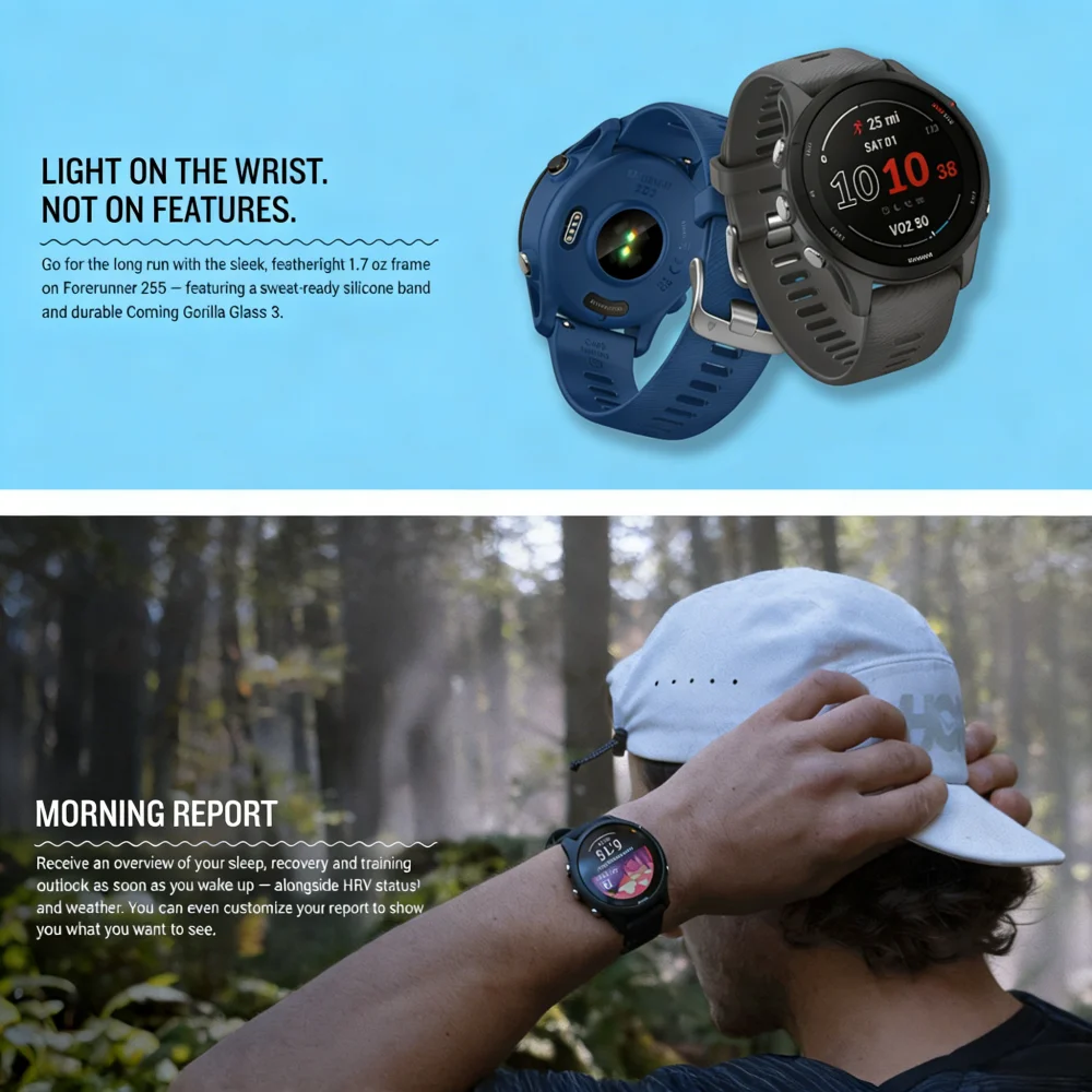 Garmin Forerunner 255 GPS Smartwatch - 46mm, Waterproof, Long Battery