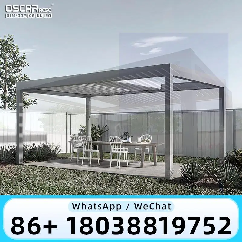 3X3 3X4 4X4 6X4m Outdoor Patio Bioclimatic Aluminium Pergola Cover Louvered Pergola for US UK Gardens Balconies Backyards pergol