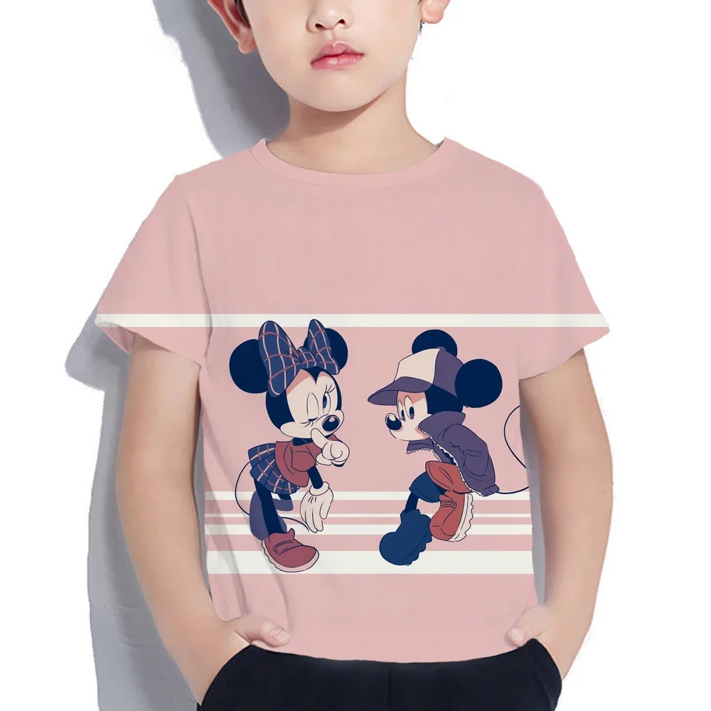 

2024 Summer Disney Mickey Mouse 3d Print Tshirt Street Casual Loose Children's T-shirt Fashion Short Sleeve