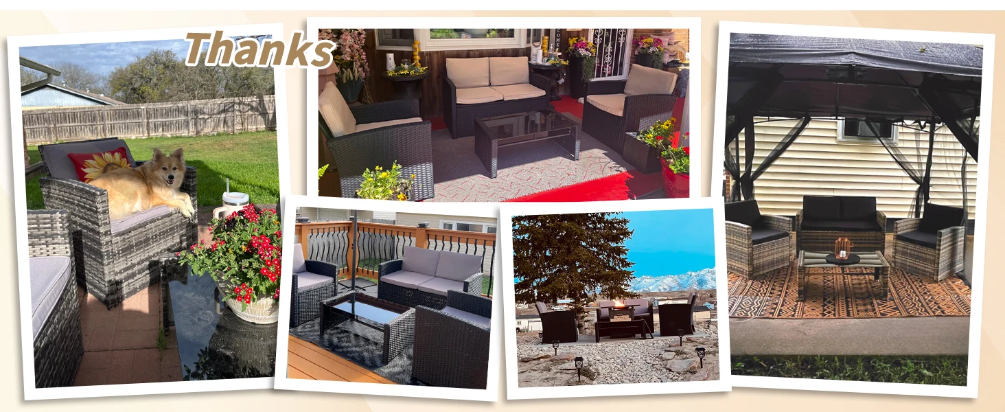 outdoor furniture set patio sectional wicker rattan cushion chair sofa couch table piece table glass