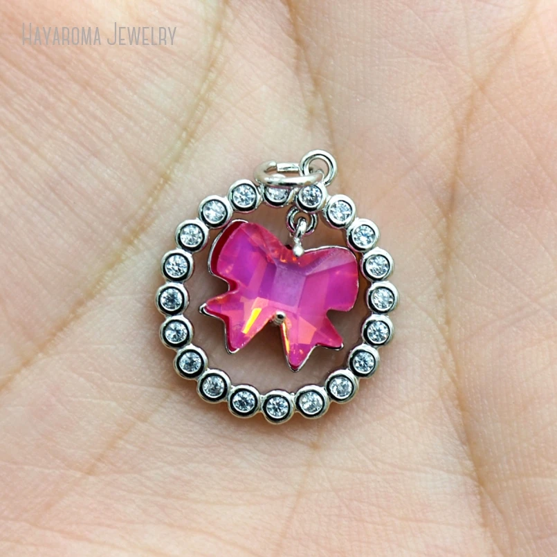 

6Pcs Silver Color Jewelry Pendant Wholesale Copper Invisible Setting Metal Glass Cubic Zirconia Charms PM53743