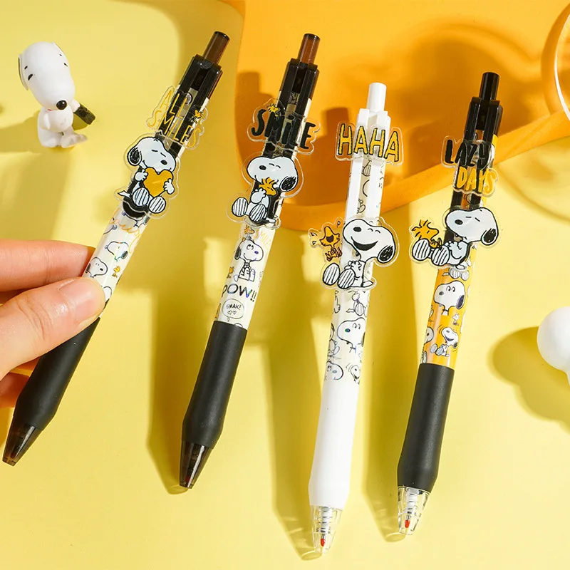 

24pcs/lot Creative Snoopy Press Gel Pen Cute Dog 0.5mm Black ink Neutral Pens Promotional Gift Office School Supplies