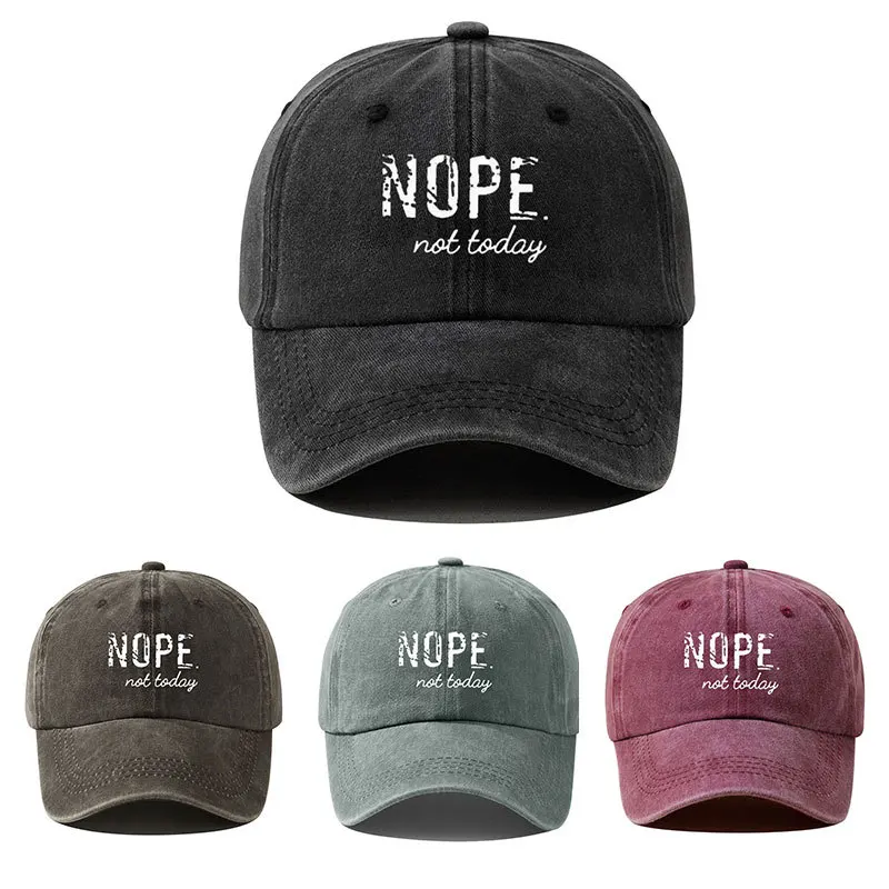 NOPE Printed Washed Baseball Cap Vintage Solid Color Lightweight Dad Hats Adjustable Distressed Unisex Sun Hat For Women & Men