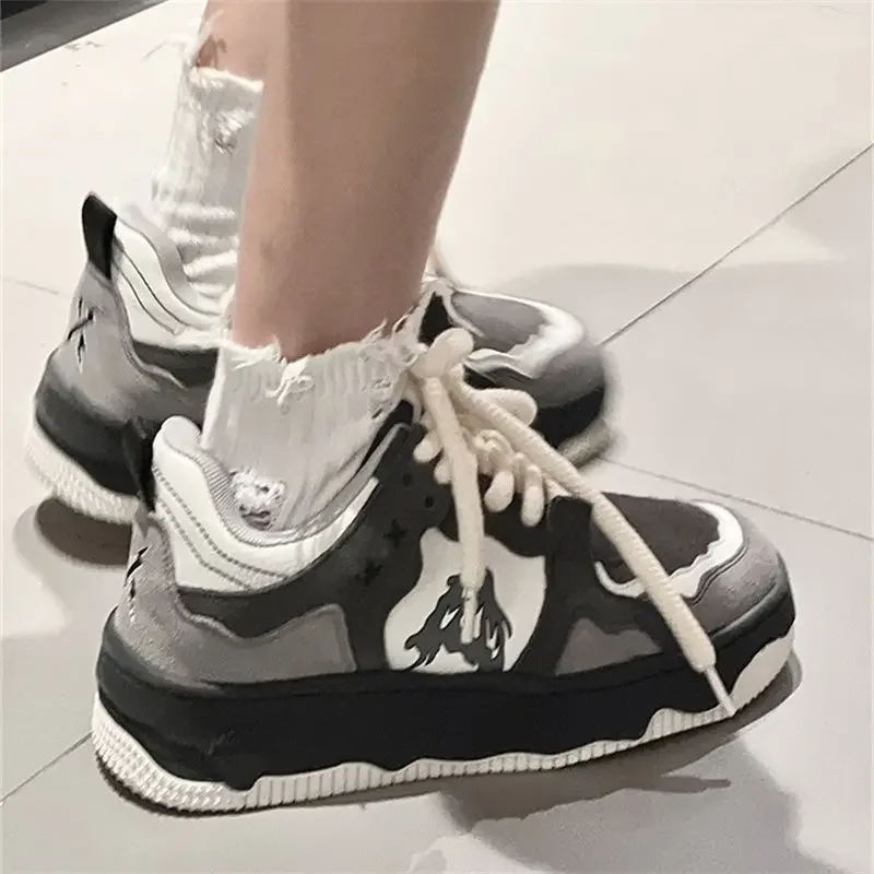 Vintage Platform Sneakers Women Casual Shoes Kawaii Vulcanize Flats Korean Footwear Summer Cute School Tennis Female