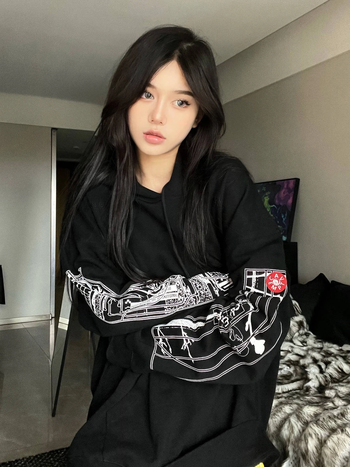 

Худи LIFE CAVEMPT из плотного чистого хлопка, свободного кроя, с мультяшным принтом, для пар, модная уличная одежда для подростков