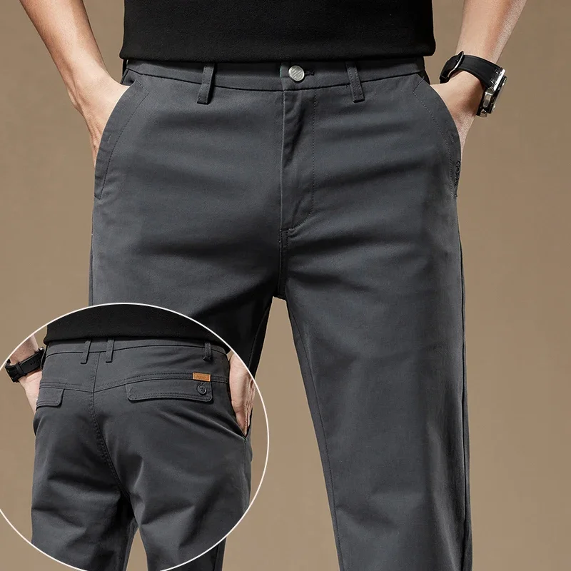 

2024 Spring Autumn New Men's Pants Business Casual Trousers Work Pants Male Formal Dress Straight Men's Clothes Black Gray Khaki
