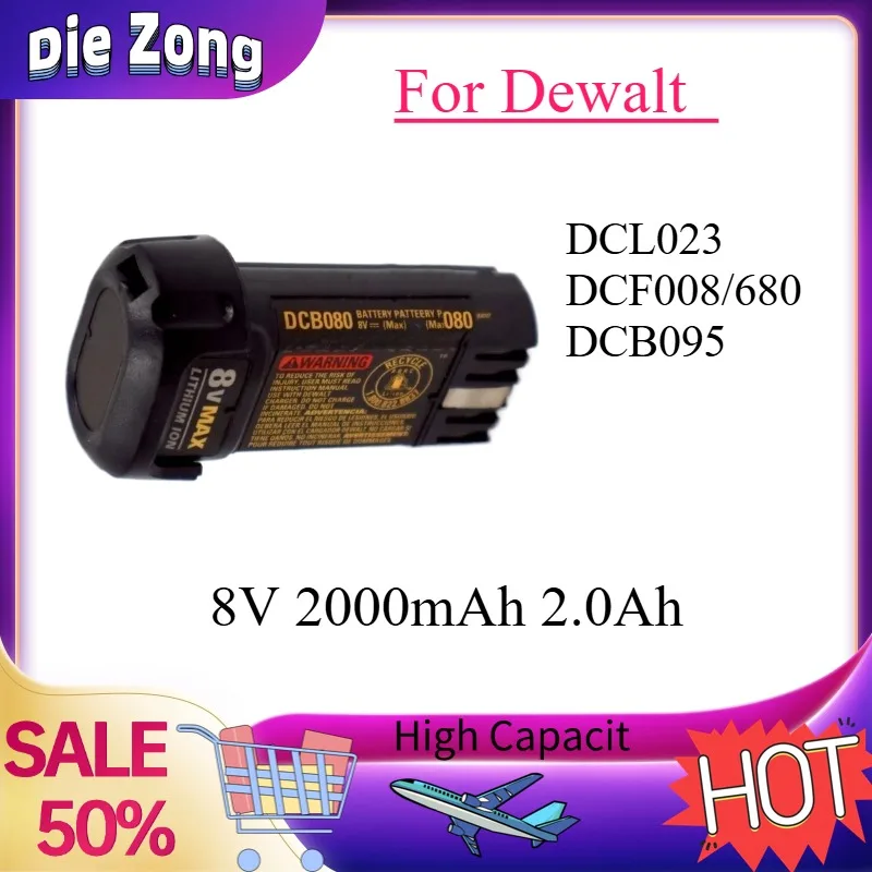 

2.0Ah 8V for Dewalt DCL023 DCF008/680 DCB095 Rechargeable Li-Ion Battery Electric Screwdriver Electric Drill Power Tool Bateria