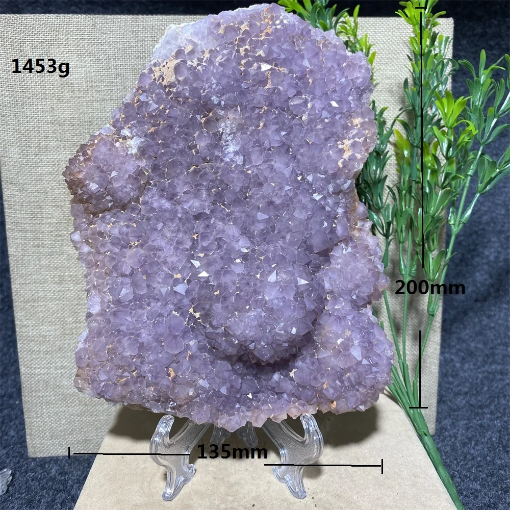 Amethyst Natural Specimen Geode Raw Quartz Purple Crystal Healing Stones Home Decoration Gift Section Cluster Gemstones+Stand