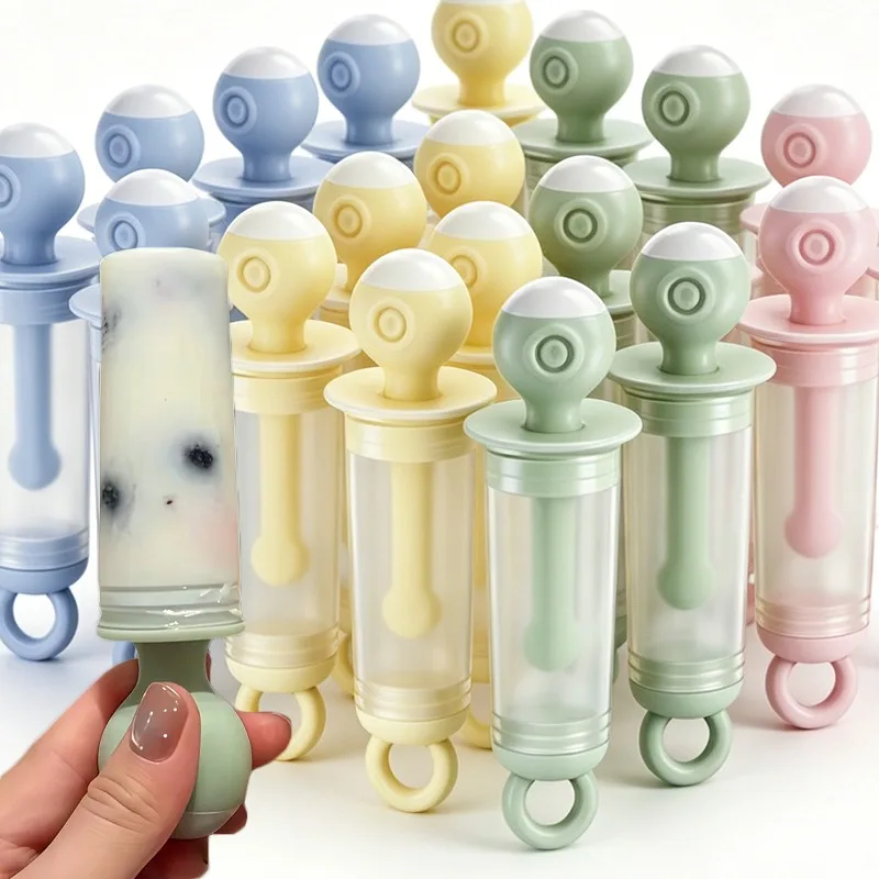 1-5 unidades Moldes de silicona para helados tipo macaron y paletas, con doble anillo de silicona antiderrame, para hacer helados, jugos congelados y leche
