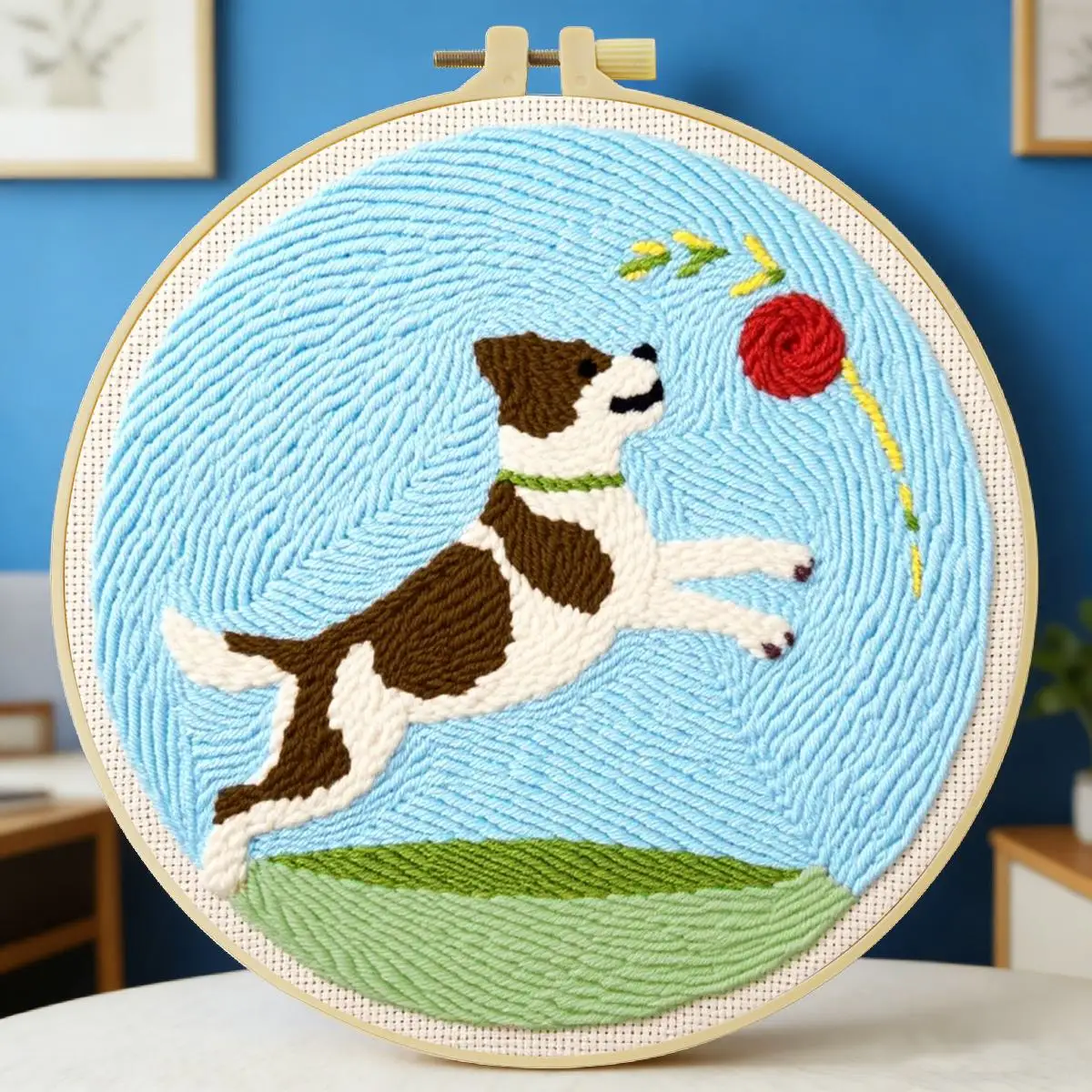 20X20CM/7,87 Zoll Tier - Hund Stanznadel-Stickset, Stickerei, gestrickte Stickerei, DIY, handgemachtes Geschenk, Heimdekoration – Detail 1