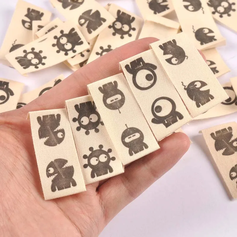 Mixed Cartoon 50pcs Handmade Woven Label For Clothing Care Labels Cartoon Shoes Bags Garment Tags 45x20mm CP3615